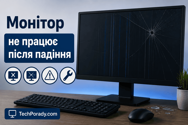 Монітор не працює після падіння