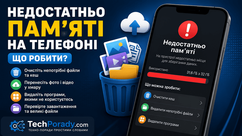 Недостатньо пам’яті на телефоні