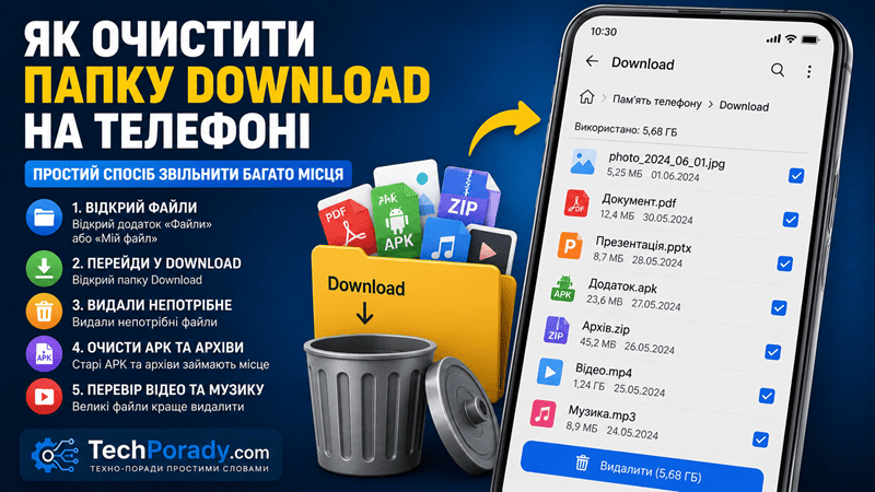 Як очистити папку Download на телефоні