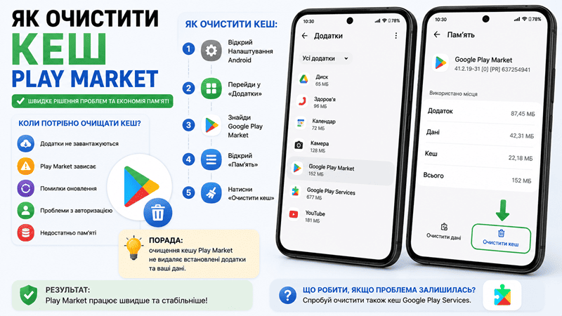 Як очистити кеш Play Market