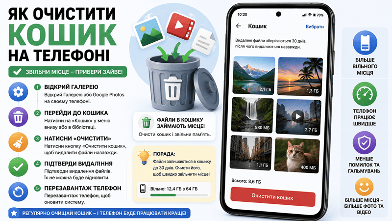 Як очистити кошик на телефоні