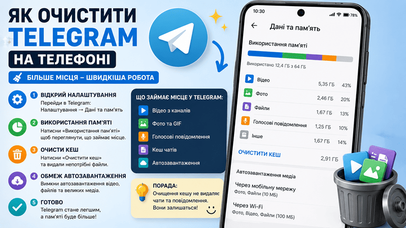 Як очистити Telegram на телефоні