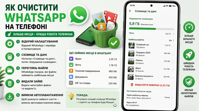 Як очистити WhatsApp на телефоні