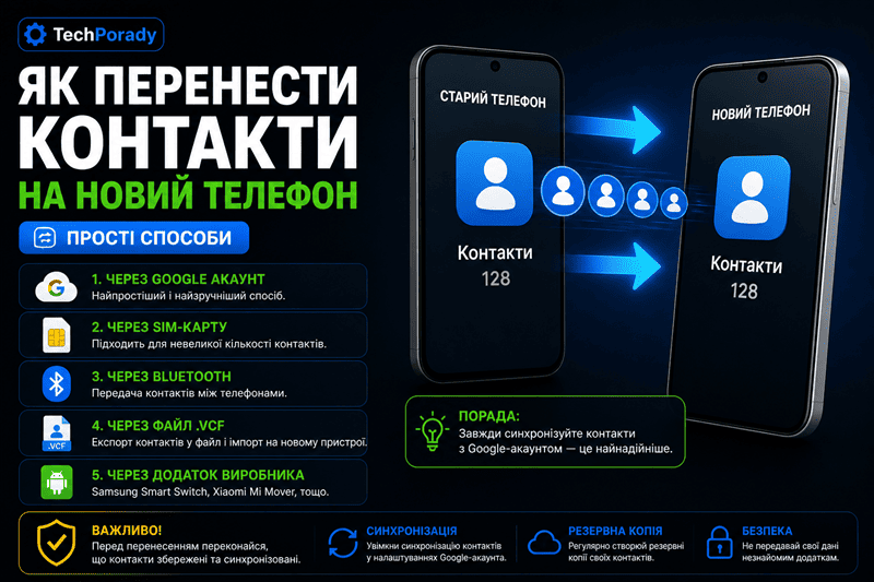 Як перенести контакти на новий телефон