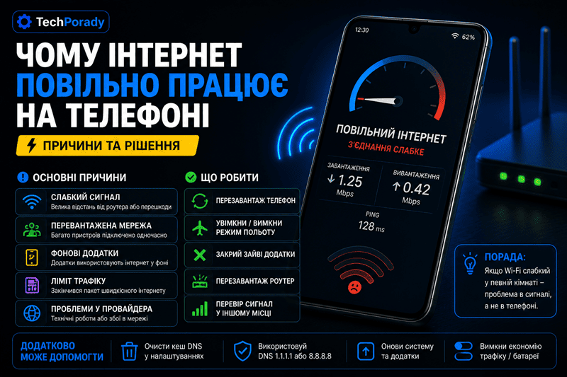 Чому інтернет повільно працює на телефоні