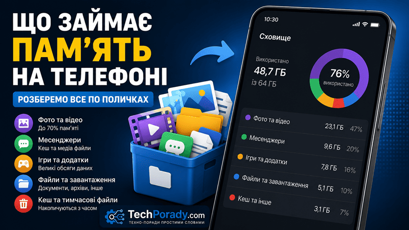 Що займає пам’ять на телефоні
