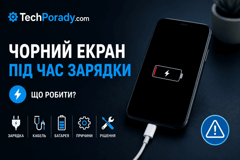 Телефон чорний екран під час зарядки