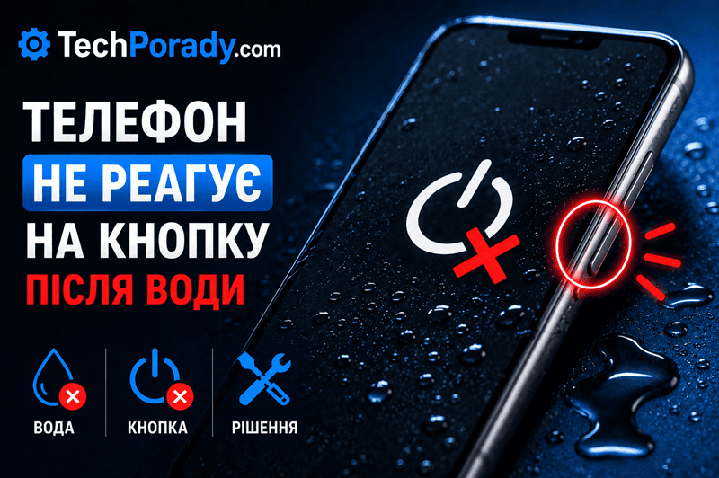 Телефон не реагує на кнопку після води