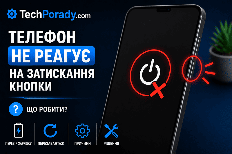 Телефон не реагує на затискання кнопки
