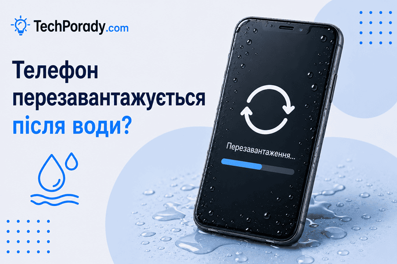 Телефон перезавантажується після води