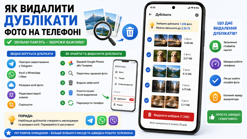 Як видалити дублікати фото на телефоні