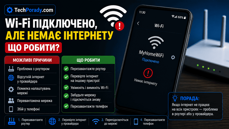 Wi-Fi підключено але немає інтернету