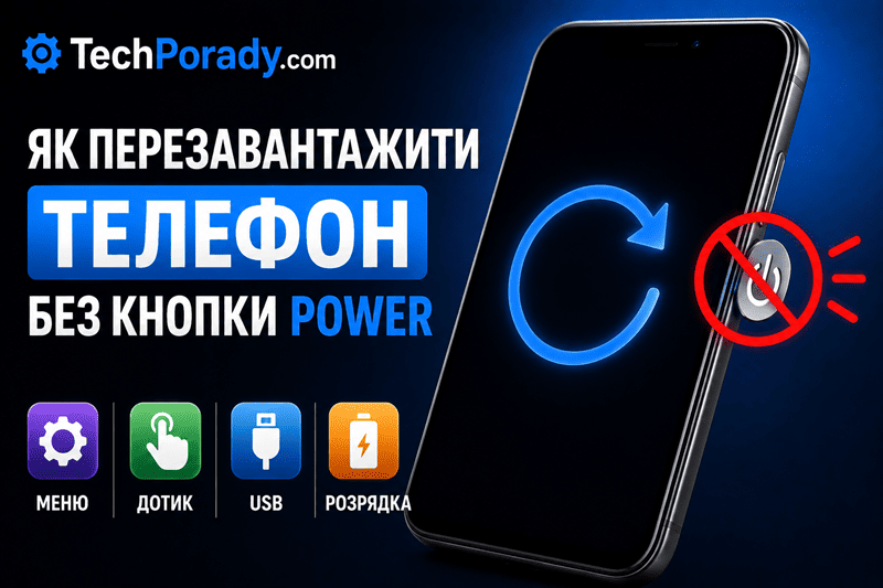 Як перезавантажити телефон без кнопки Power