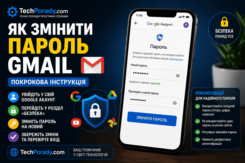 Як змінити пароль Gmail